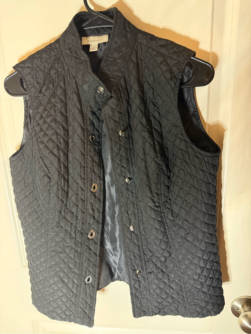 Dressbarn Black Quilted Puffer Vest | Women’s Small | Lightweight Snap Front Lay